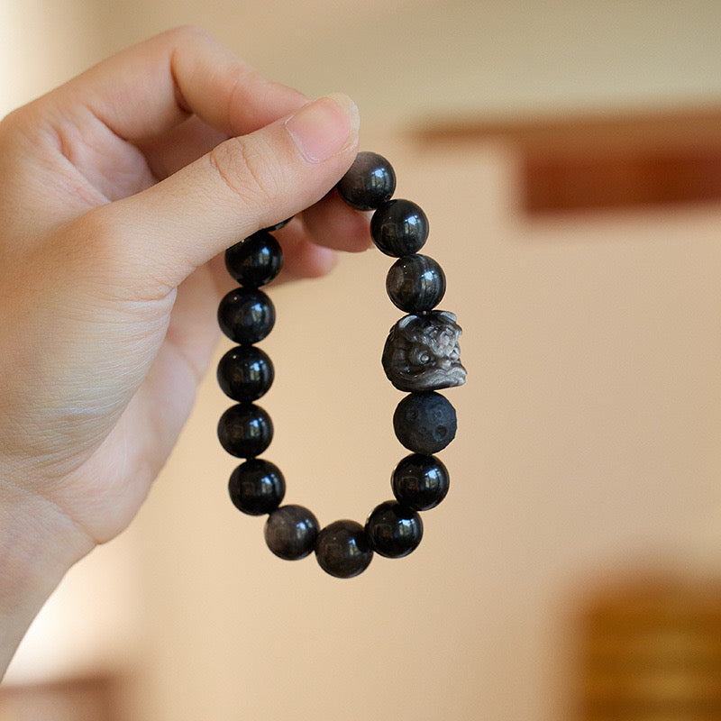 Nebula Guardian Silver Obsidian Bracelet