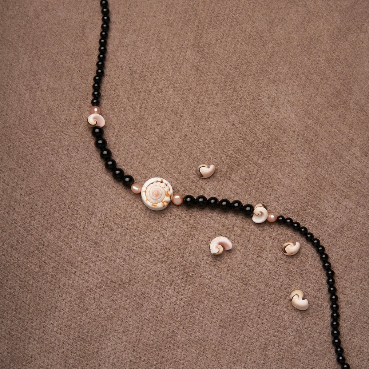 Ocean's Embrace Black Agate & Pearl Necklace