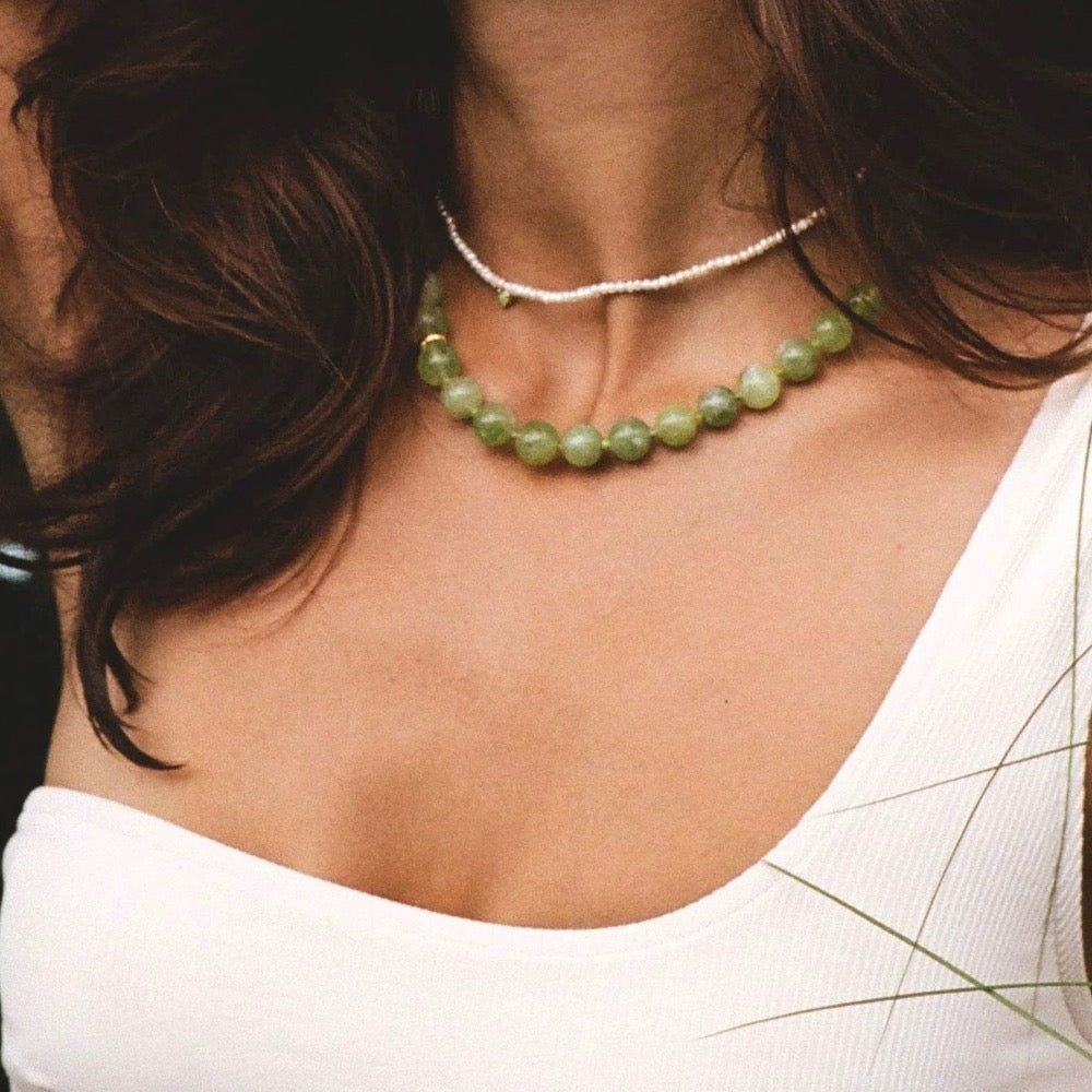 The Verdant Elegance Green Agate Necklace