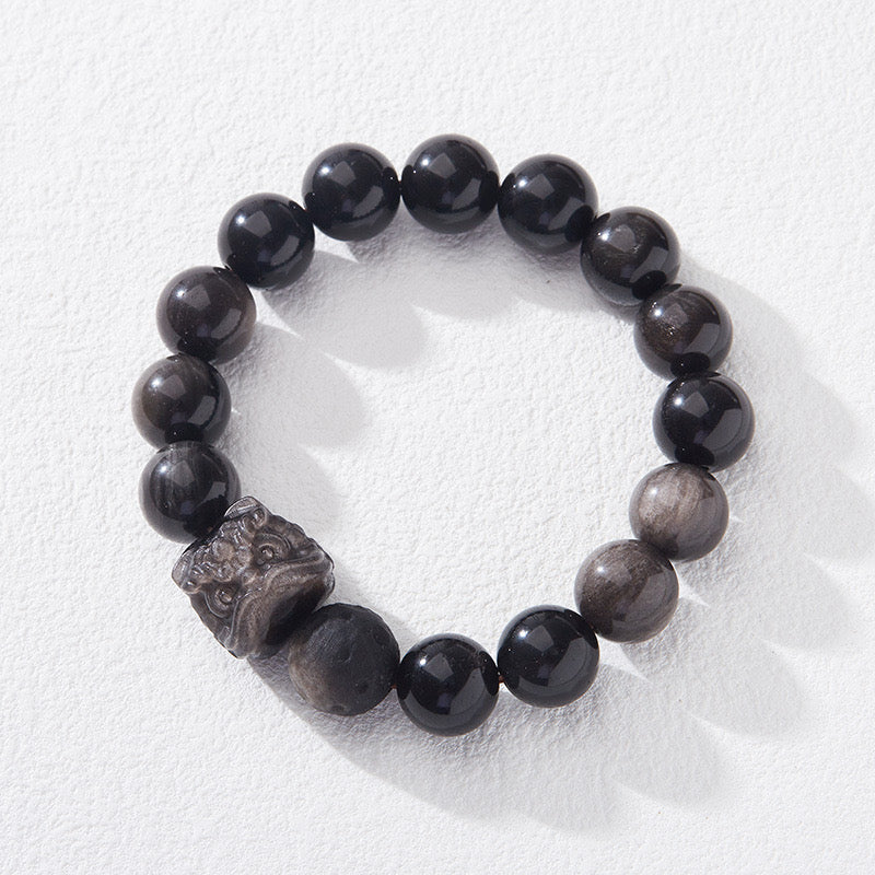 Nebula Guardian Silver Obsidian Bracelet